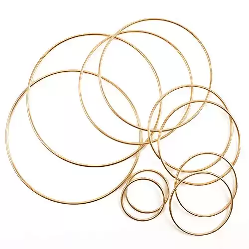 10PCS Rings Gold Metal Floral Hoops 5 Sizes